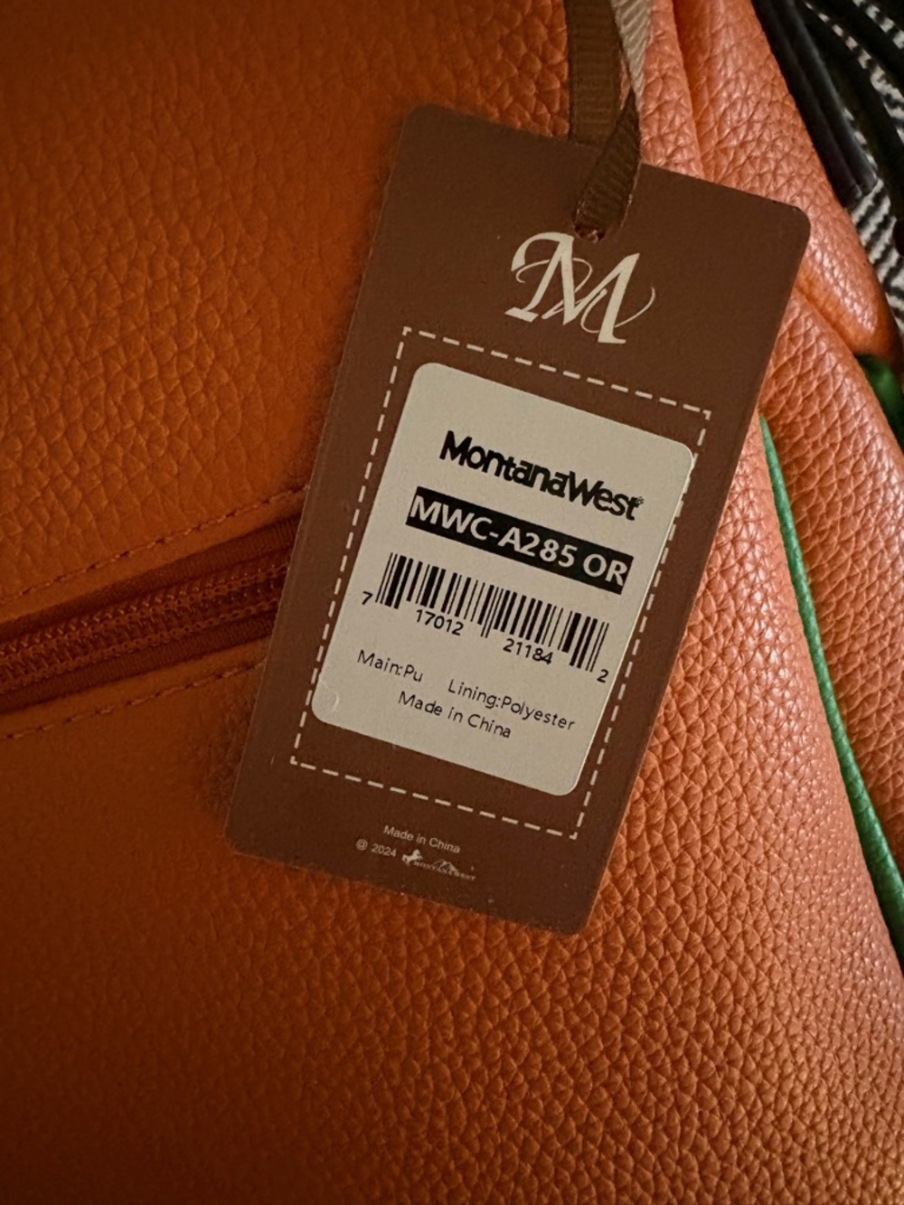 Montana West Orange Crossbody with Green Trim - Picture 3 of 3